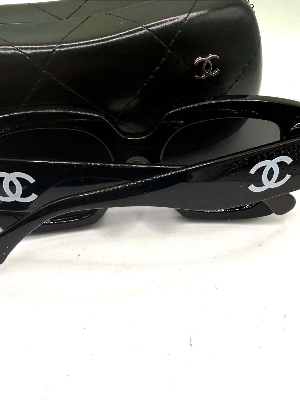 Chanel Black Sunglasses With White Cc Logos